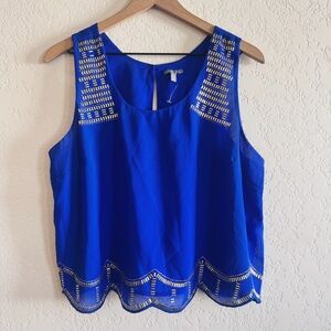 Charolette Russe | royal blue sequin sleeveless blouse | XL